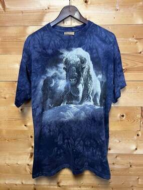 Vintage 1998 The Mountain White Buffalo Bison Tie Dye T-Shirt Men's XL